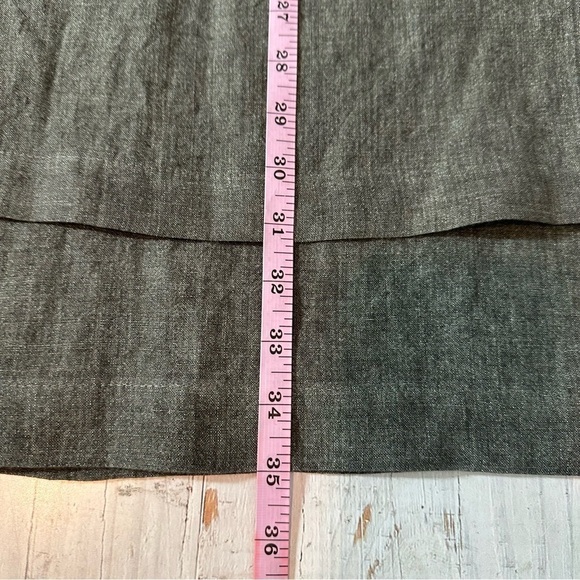 Eskandar Gray Linen Front Panel Midi Skirt Size 1 - Picture 8 of 10